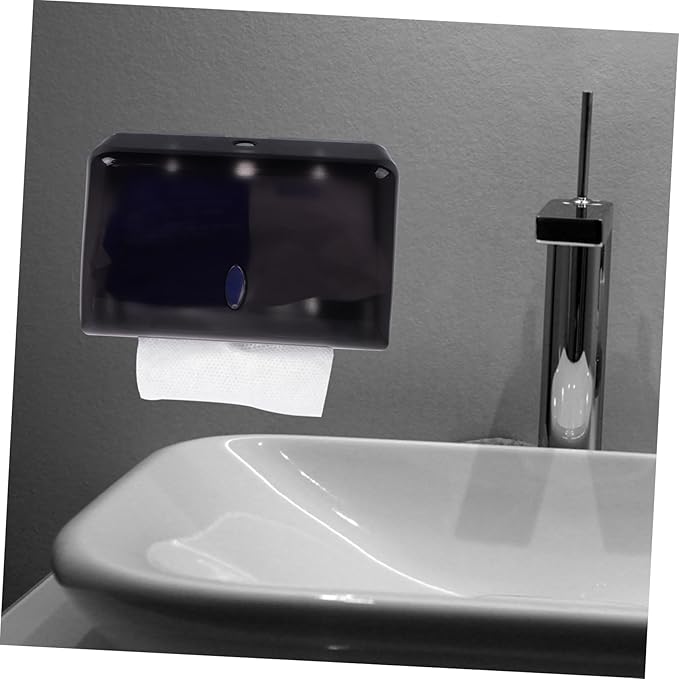 Cabilock Wall-Mounted Tissue Dispenser for Bathroom and Kitchen No Drilling Paper Towel Holder Storage Box Sturdy Plastic Suitable for Home and Commercial Use