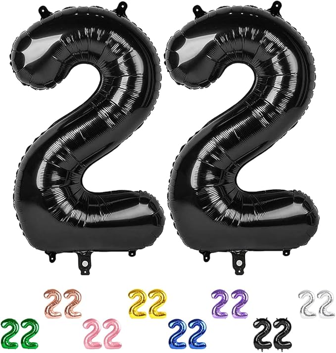 22 Balloons Number Birthday Party Decorations, 40 Inch Baloons for Women Men, Black Number Decor for Party, Marriage Proposal, Wedding Anniversaries Events