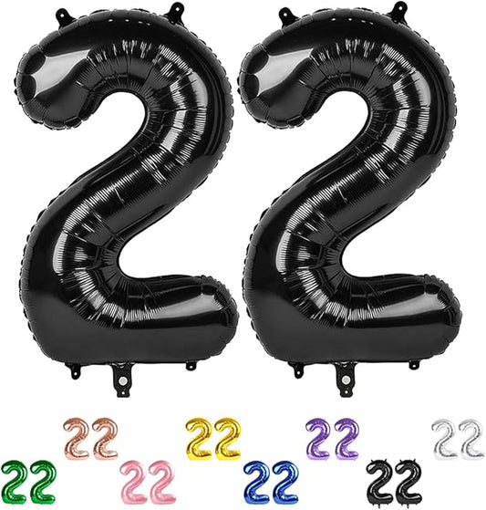 22 Balloons Number Birthday Party Decorations, 40 Inch Baloons for Women Men, Black Number Decor for Party, Marriage Proposal, Wedding Anniversaries Events