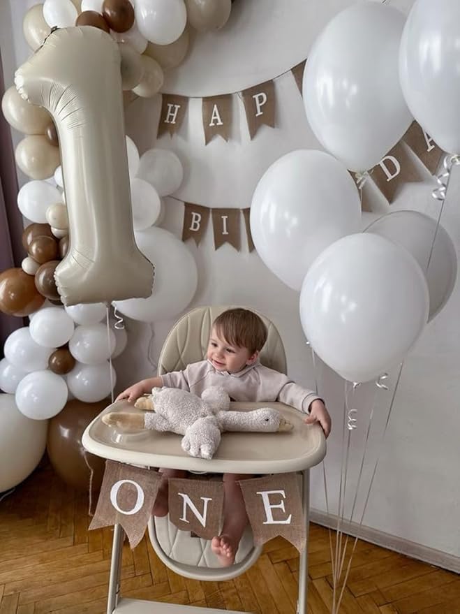 Cream One Number Balloons 40 Inch First Birthday Decorations for Boy, Big Balloons Birthday Party Supplies for Engagement, Wedding, Celebration Party, Graduations, Photo Shoot
