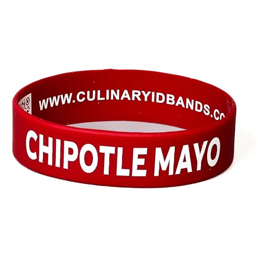 Culinary ID Bands "Chipotle Mayo" Silicone Label Band for 16, 20, and 24 oz. Squeeze Bottle – Ideal for Use with Standard and Wide Mouth Squeeze and Sauce Bottles, Durable and Stretchable, Red