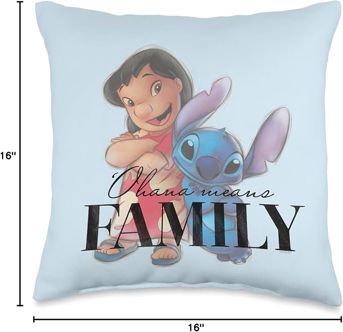 Disney 100 Anniversary Lilo & Stitch D100 Quote ‘Ohana Throw Pillow