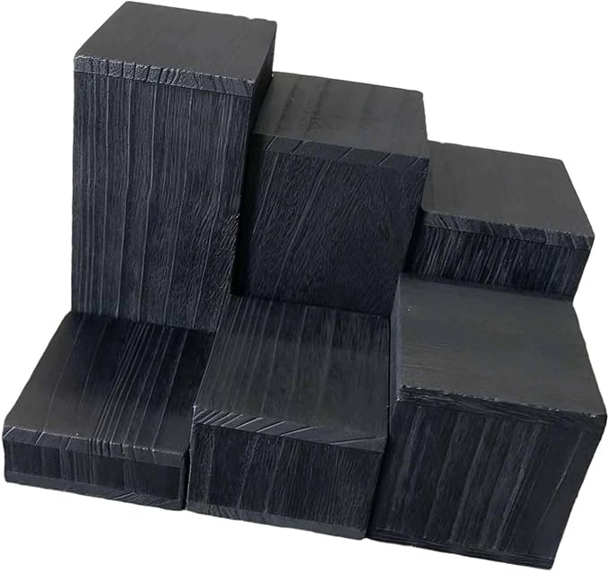 Colaxi 6x Wooden Square Perfume Holders Cupcake Rustic Jewelry Racks Display Stands for Cabinets Bedroom Collectibles Kitchen , Black