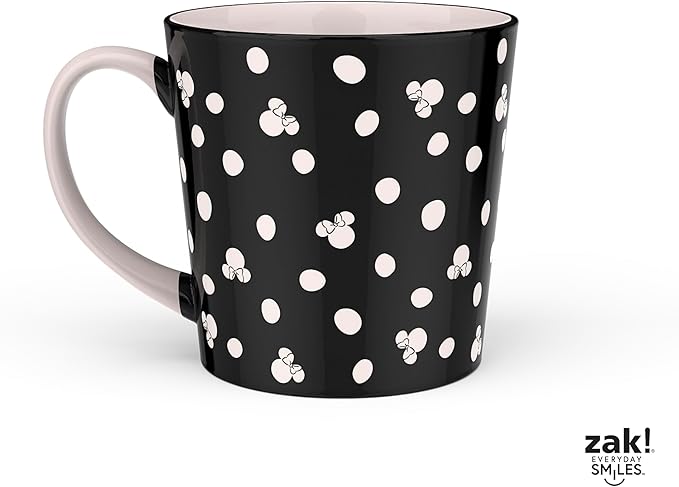 Zak Designs Disney Ceramic Coffee Mug for Hot Drinks at Home, Collectible Keepsake (15 oz, Minnie Mouse)