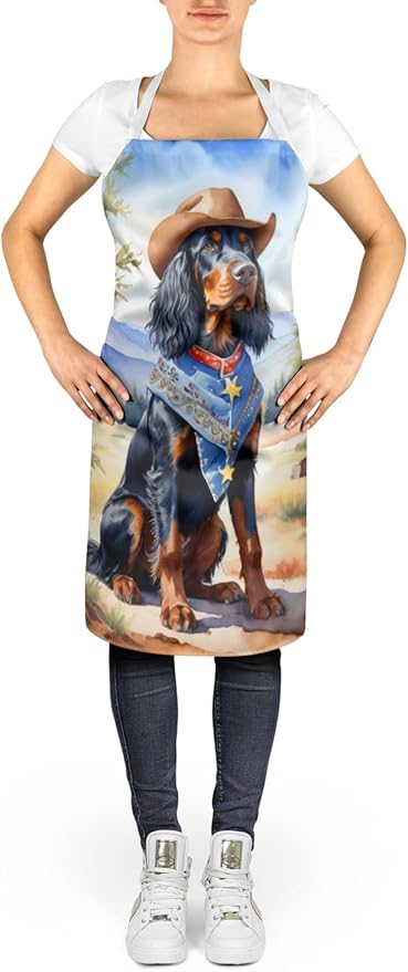 Caroline's Treasures Gordon Setter Cowboy Welcome Apron Cooking Kitchen Server Baking Crafts Gardening for Adult Women Men, Unisex, Large, Multicolor
