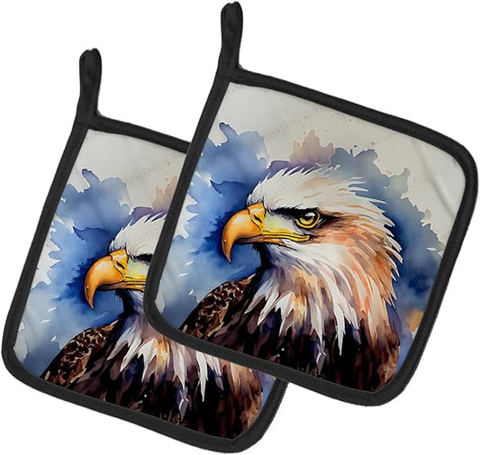 Caroline's Treasures Eagle Pair of Pot Holders Kitchen Heat Resistant Pot Holders Sets Oven Hot Pads for Cooking Baking BBQ, 7 1/2 x 7 1/2