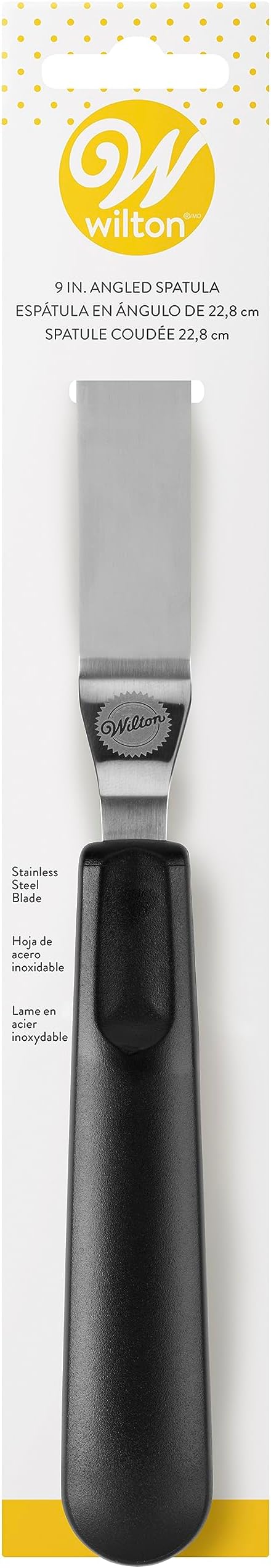 Wilton 9 Inch Frosting Spatula with A Stainless Steel Angled Spatula And Ergonomic Handle, Black Baking Spatula