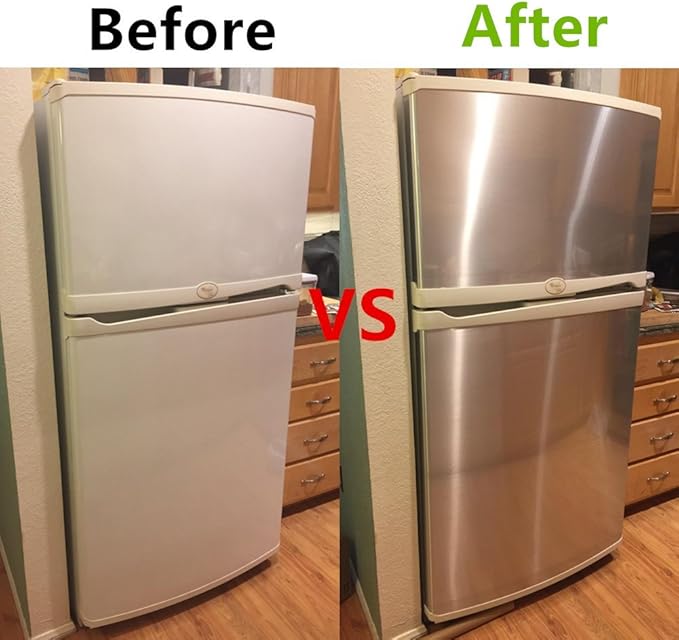Redodeco Adhesive Metal Look Paper Metallic Peel Stick Paper Film Vinyl Waterproof Anti Greasy Gloss Shelf Liner Sticker for Kitchen Backsplash Dishwasher,15.8inch by 79inch