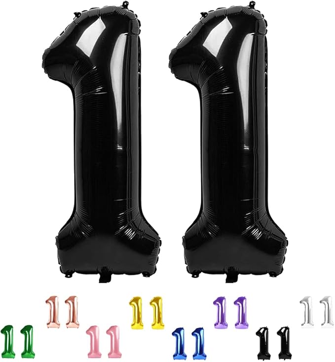 Black 11 Balloon, 40 Inch Number Balloons, Birthday Balloon Party Decoration for 11st Girls Boys, Anniversaries, Celebration Party, Graduation