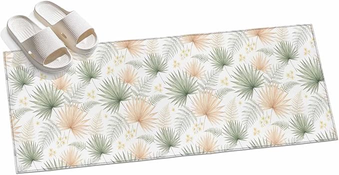 Runner Rug for Bedroom Hallway, Boho Tropical Palm Kitchen Runner Rugs Area Rug 2x6ft, Watercolor Seamless Background Washable Soft Floor Carpet for Entryway Stair