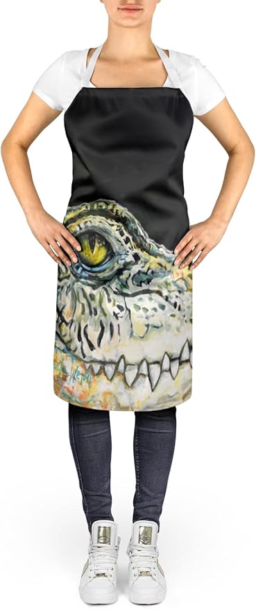 Caroline's Treasures Bite Me Alligator Apron Cooking Kitchen Server Baking Crafts Gardening for Adult Women Men, Unisex, Large, Multicolor