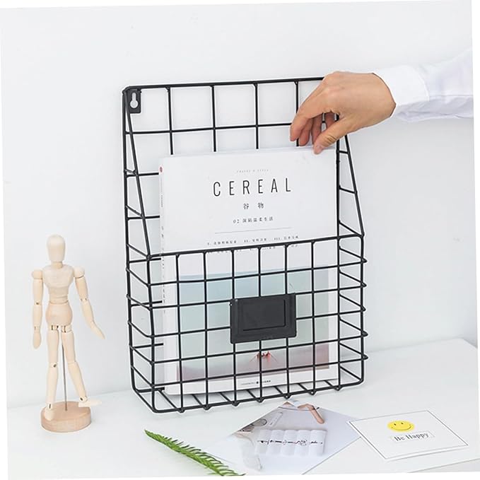 Cabilock Hanging Book Holder Metal Book Basket Wall Mount Storage Magazine Holder Wall Newspaper Rack