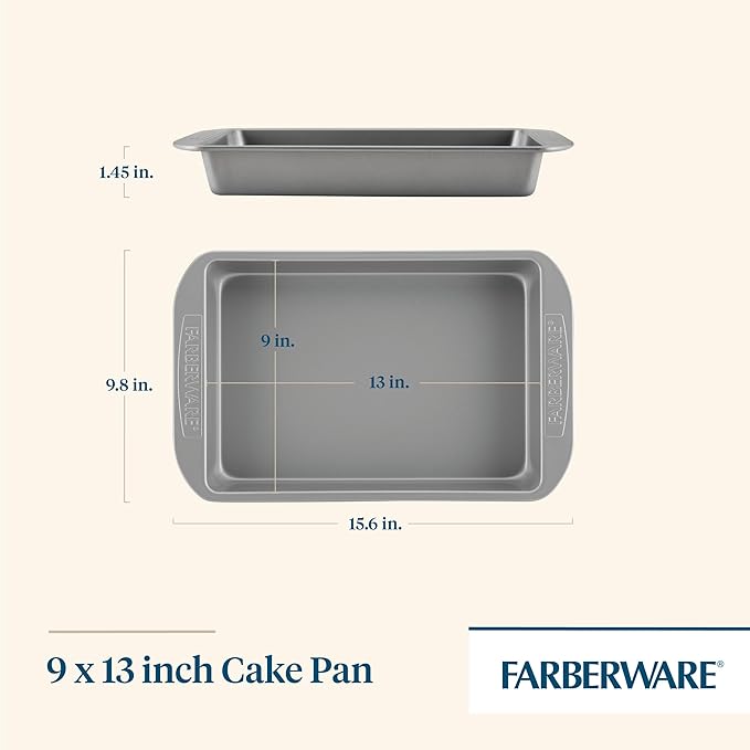 Farberware Nonstick Bakeware Baking Pan/Nonstick Cake Pan,Rectangle - 9 Inch x 13 Inch,Gray,(Pack of 6)
