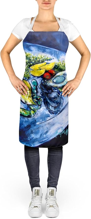 Caroline's Treasures Oyster Plate Apron Cooking Kitchen Server Baking Crafts Gardening for Adult Women Men, Unisex, Large, Multicolor