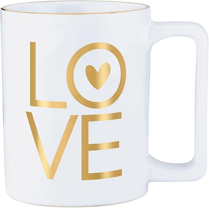 Santa Barbara Design Studio Wedding Gifts Gold Foil Ceramic Coffee Mug, 16-Ounce, Love