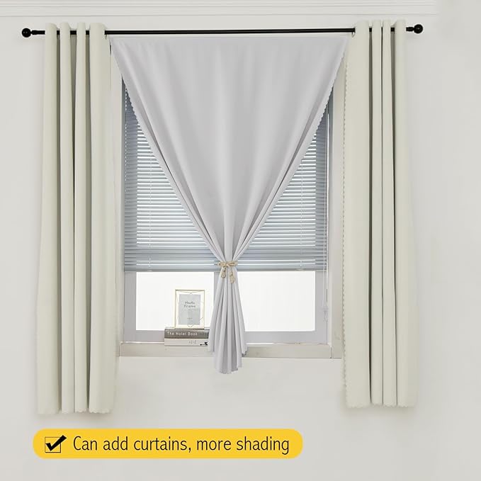 Blackout Curtains for Bedroom Sticky Curtain Blackout Window Cover Self Adhesive Curtains Rod No Drillng, 35" W X 59" L, Light Grey, 1 Panel