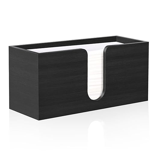 Wood Paper Towel Holder for Bathroom，Black Paper Towel Dispenser Countertop Folded Paper Towel Dispenser Clear Trifold Paper Napkin Holder for Z-fold C-fold MultiFold Trifold - Home Kitchen