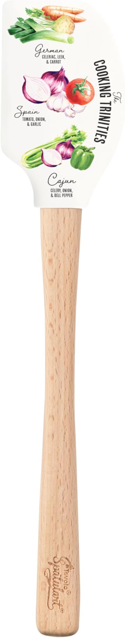 Tovolo Spatulart ‘Cooking Trinities’ Silicone Spatula with Wood Handle – BPA Free, Heat-Resistant, Ideal for Baking, Mixing & Meal Prep
