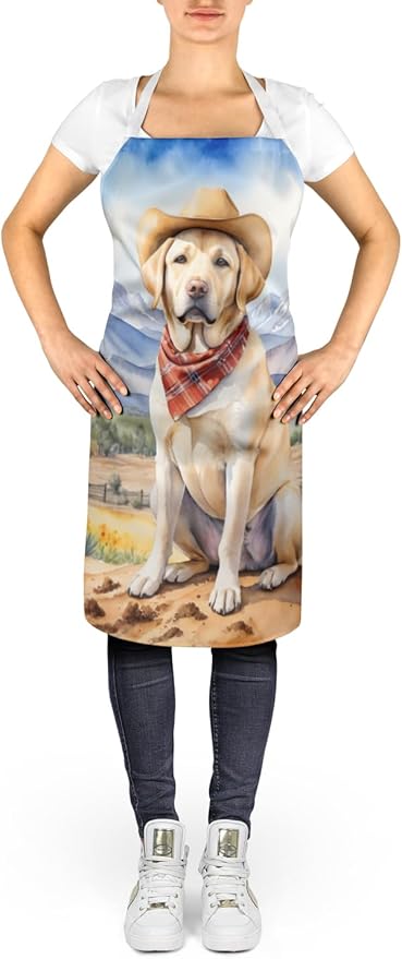 Caroline's Treasures Labrador Retriever Cowboy Welcome Apron Cooking Kitchen Server Baking Crafts Gardening for Adult Women Men, Unisex, Large, Multicolor