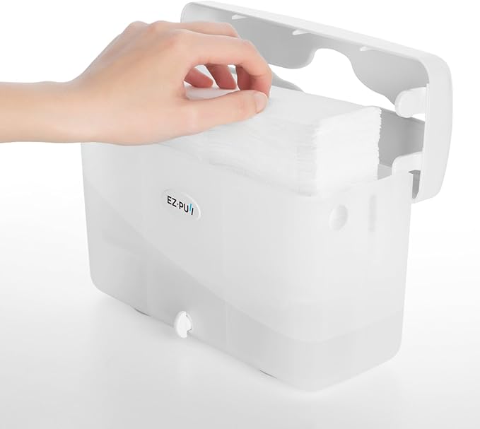 EZ-Pull Countertop SLIMFOLD Hand Towel Dispenser for Kitchen/Bathroom/Office/RV/Airbnb(Only Works with SLIMFOLD Paper), White 4600-EZ, EZbrnd 9" x 3.5" x 6"