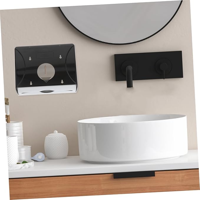 SOLUSTRE Wall Mounted Touchless Paper Towel Dispenser High Capacity Tissue Box for Bathroom Kitchen Hotel Versatile Black for Modern Decor