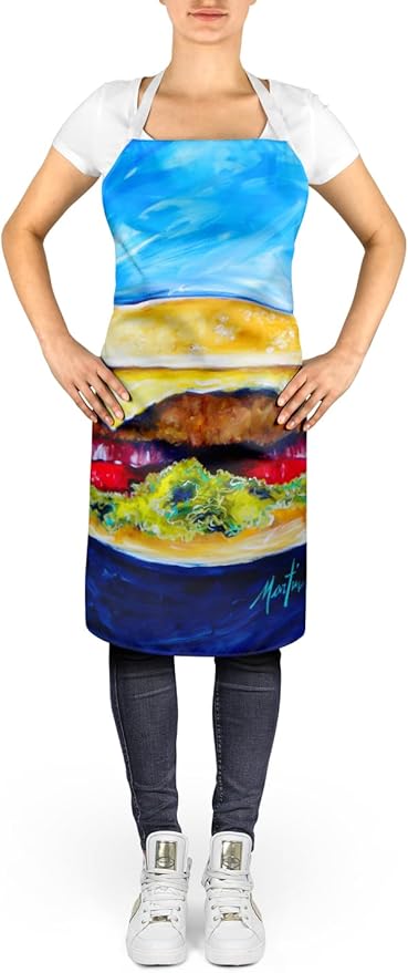 Caroline's Treasures I Want Mine Dressed Hamburger Apron Cooking Kitchen Server Baking Crafts Gardening for Adult Women Men, Unisex, Large, Multicolor