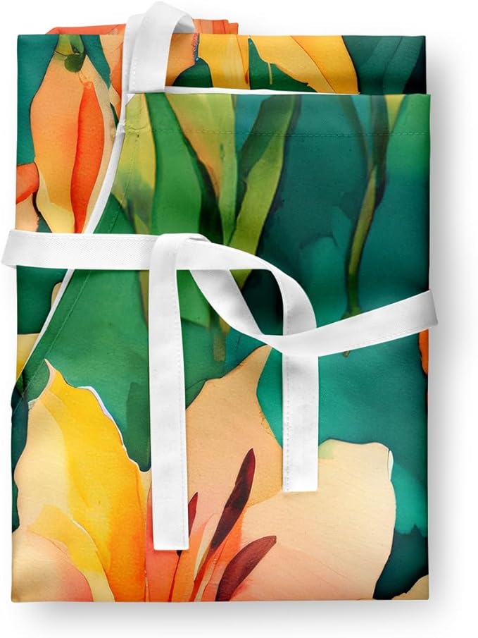 Caroline's Treasures Lilies in Watercolor Apron Cooking Kitchen Server Baking Crafts Gardening for Adult Women Men, Unisex, Large, Multicolor