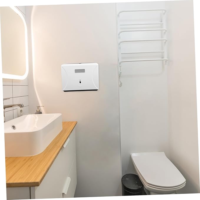 SOLUSTRE Wall-Mounted Paper Towel Dispenser High Capacity Holder for Bathroom Kitchen Office Commercial Spaces Touchless Design White Finish Accommodates Paper Towels