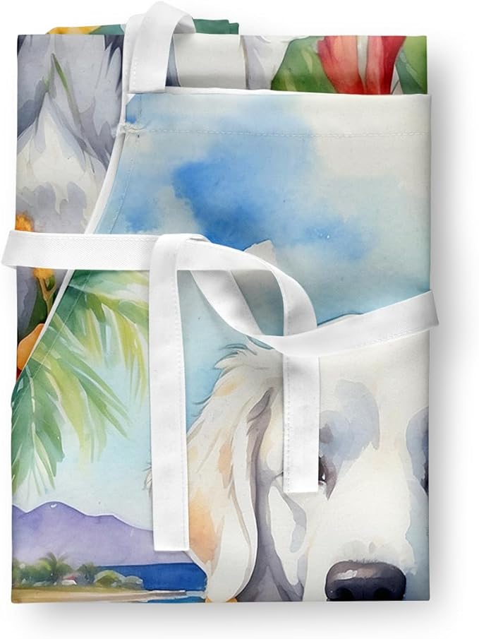 Caroline's Treasures Kuvasz Luau Apron Cooking Kitchen Server Baking Crafts Gardening for Adult Women Men, Unisex, Large, Multicolor