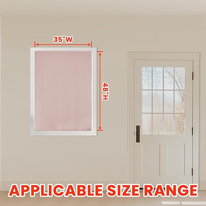 AJAZZ self Adhesive Portable 100% Blackout Curtains Simple and Easy to installBedroom Window Thermal Lnsulated Kitchen Room Darkening Black Small Drapes 1-Pack