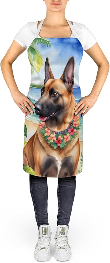 Caroline's Treasures Belgian Malinois Luau Apron Cooking Kitchen Server Baking Crafts Gardening for Adult Women Men, Unisex, Large, Multicolor