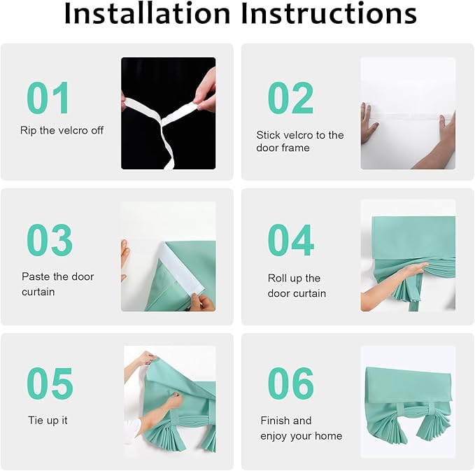 WdFour French Door Curtain - Blackout Thermal Insulated Door & Window Cover for Front/Side Doors - Noise Reducing & Energy Saving - Aqua, 34x80 Inches, 1 Panel