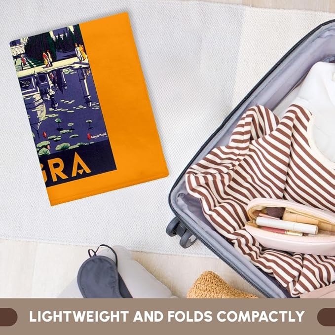 3D Rose Agra Luggage Label with Temple and Still Pond with Lotus Buds TWL_171271_1 Towel, 15" x 22", White