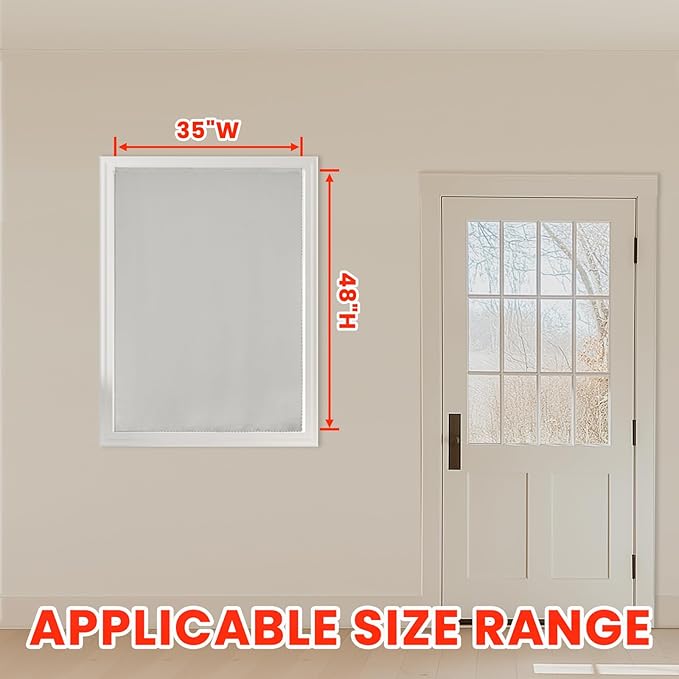 AJAZZ self Adhesive Portable 100% Blackout Curtains Simple and Easy to installBedroom Window Thermal Lnsulated Kitchen Room Darkening Black Small Drapes 1-Pack