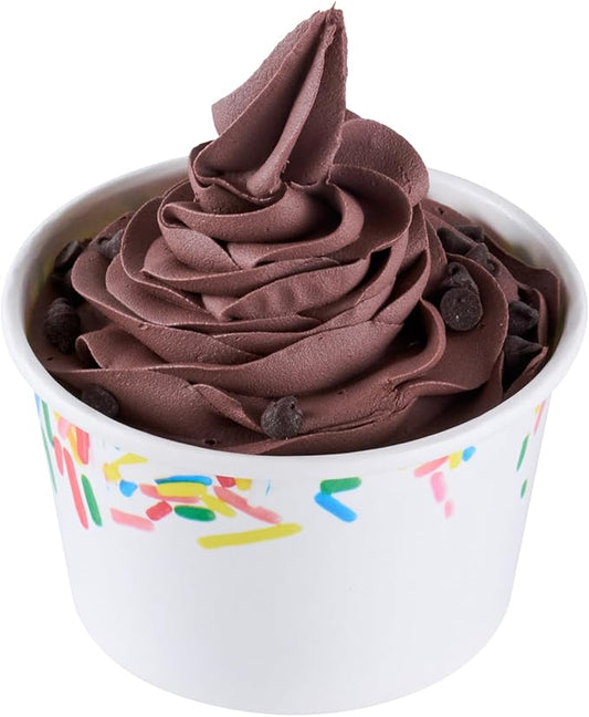 Restaurantware Ice Cream Cups 50 Pack of 8 oz Leak-Resistant Disposable Dessert Bowl Frozen Yogurt Cup Round Paper Container For Cold And Hot Desserts