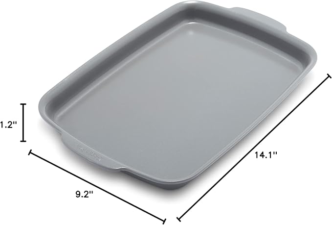 GreenPan Premiere Ovenware Healthy Ceramic Nonstick 13" x 9" Quarter Sheet Baking Pan, PFAS-Free, Warp-Free Bakeware, Durable Quick Heating, Oven & Broiler Safe to 600F, Dishwasher Safe, Gray