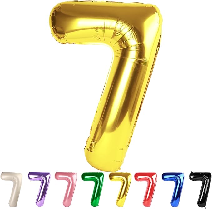 Number 7 Balloons Gold Party Decorations for Women Men, 40 In Big 7th Balloons for Engagement, Wedding, Celebration Party, Graduations, Photo Shoot