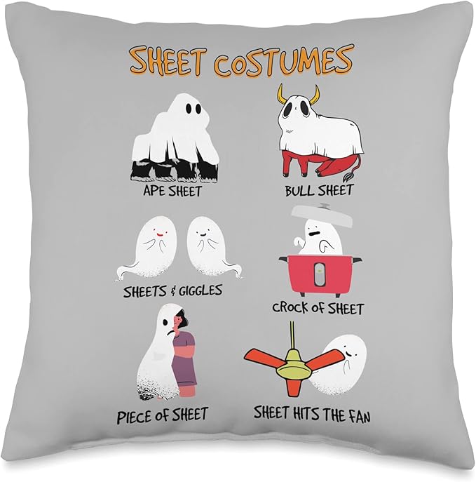 Funny Sheet Costumes Ghost Halloween Sheet Costumes Throw Pillow