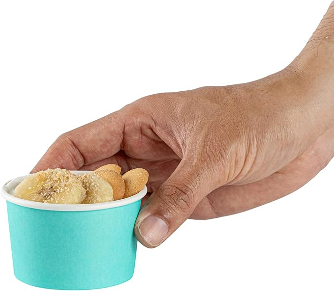 Restaurantware Blue 50 Count To Go Cup Disposable 3 x 3 x 1.8 Inches Paper Mini Cup Grease-Resistant Cup Recyclable Durable Design