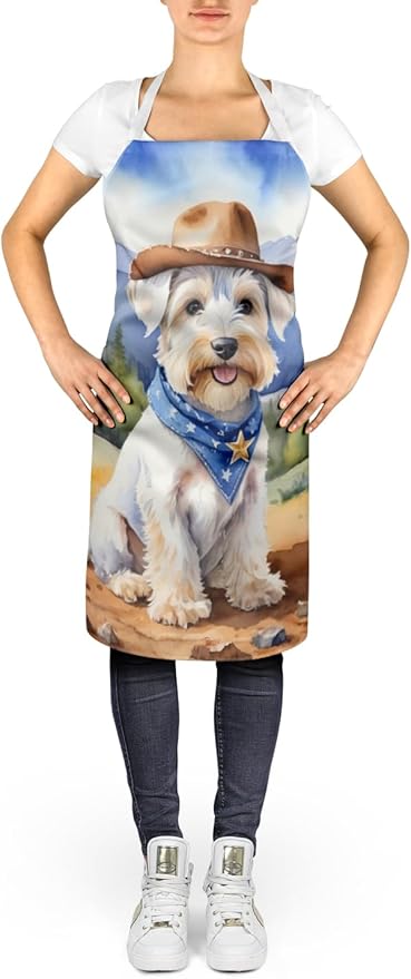 Caroline's Treasures Sealyham Terrier Cowboy Welcome Apron Cooking Kitchen Server Baking Crafts Gardening for Adult Women Men, Unisex, Large, Multicolor