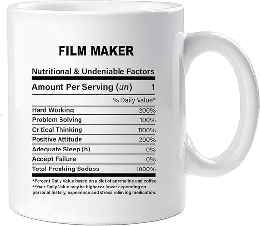 Funny Gift for Film Maker, Film Maker Nutrition Mug, Best Film Maker Gift Ideas, Graduation, Funny Film Maker Birthday Mug