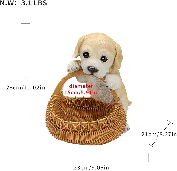 Resin Labrador Puppy Storage Basket, Decorative Catchall Tray for Keys & Candy, Desk Organizer Bowl for Home Office, Room Decor Accessories