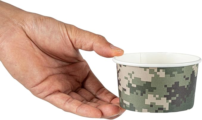 Coppetta 8 Ounce Dessert Cups, 80 Disposable Ice Cream Cups - Lids Sold Separately, Sturdy, Camouflage Paper FroYo Bowls, For Hot And Cold Foods, Perfect For Gelato Or Mousse - Restaurantware