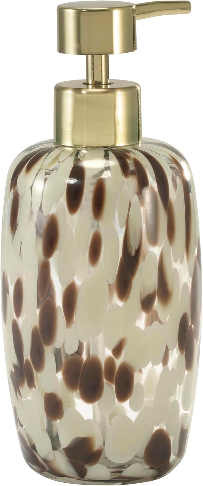 Nicole Miller – Lotion Pump, Decorative Glass with Gold-Tone Pump & Animal Print Design, Soap or Lotion Dispenser for Bathroom, Kitchen or Vanity (Safari)
