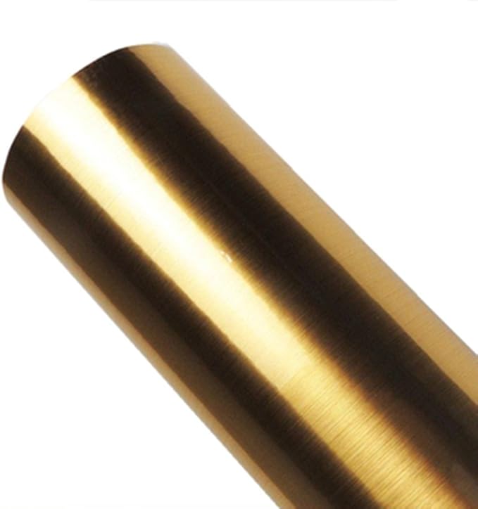 Metal Look Film Vinyl Self Adhesive Gold Texture Waterproof Anti Greasy Counter Top Peel Stick Metallic Gloss Shelf Liner for Kitchen Cabinet 15.6inch by 79inch