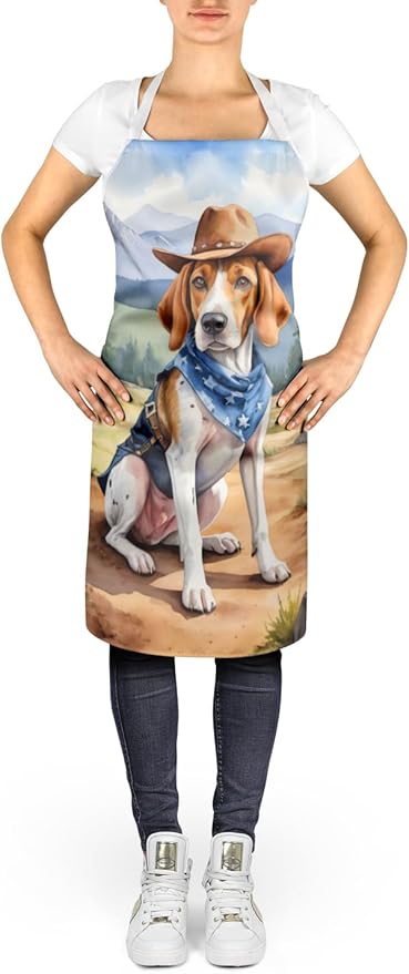 Caroline's Treasures English Foxhound Cowboy Welcome Apron Cooking Kitchen Server Baking Crafts Gardening for Adult Women Men, Unisex, Large, Multicolor