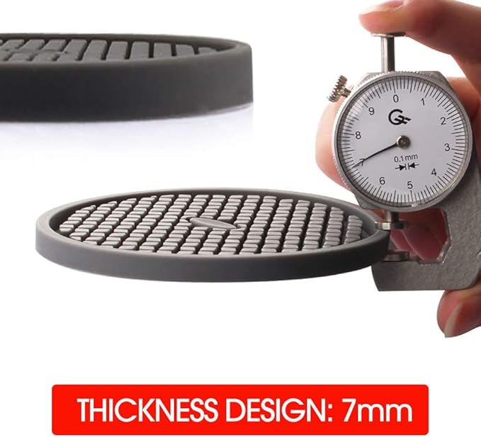 ME.FAN Silicone Coasters [6 Pack] Thickened Drink Coasters with Holder - Cup Mat - Non-Slip, Non-stick, Stay Put, Deep Tray - Prevents Furniture and Tabletop Damages(Gray)