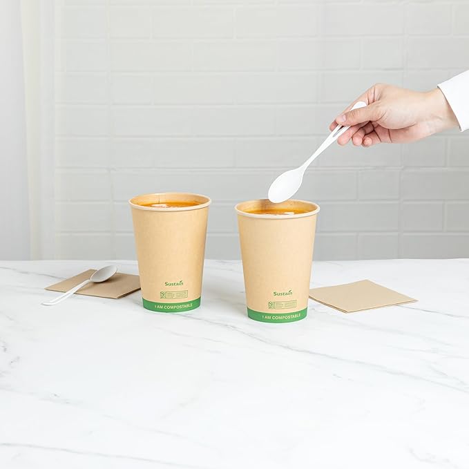 Restaurantware Paper Soup Containers 200 Pack Of 32 oz Disposable Kraft To Go Hot Soup Serving Bowls BPI-Certified Compostable Leakproof Stackable Food Containers For Noodles, Pasta And Desserts