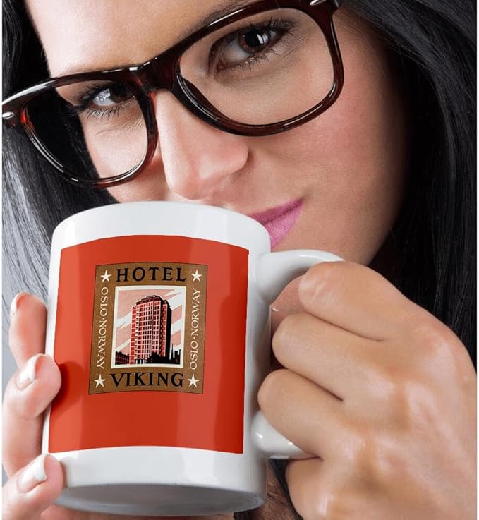 3dRose Hotel Viking Oslo Norway Vintage Luggage Label Reproduction 11oz Mug