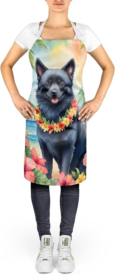 Caroline's Treasures Schipperke Luau Apron Cooking Kitchen Server Baking Crafts Gardening for Adult Women Men, Unisex, Large, Multicolor